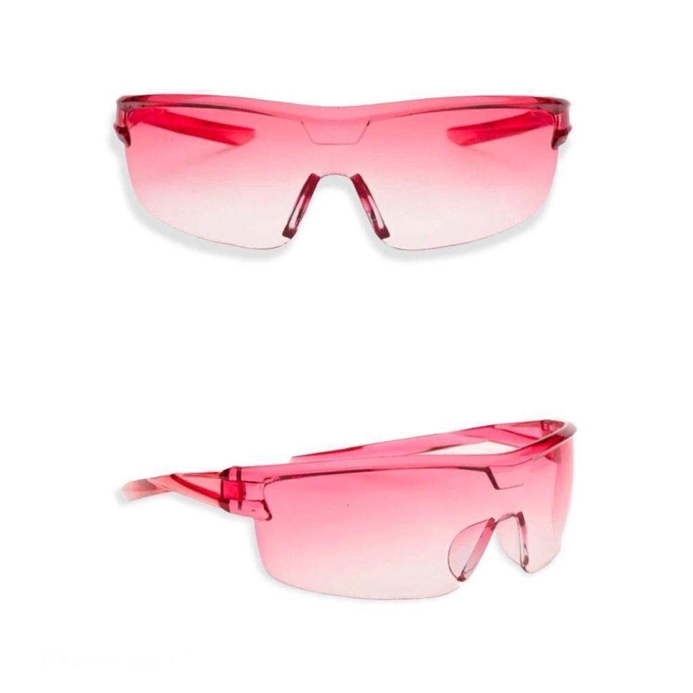 🆕Pink Ombre Tinted Lens Flat Top Rimless Wrap Around Sunglasses